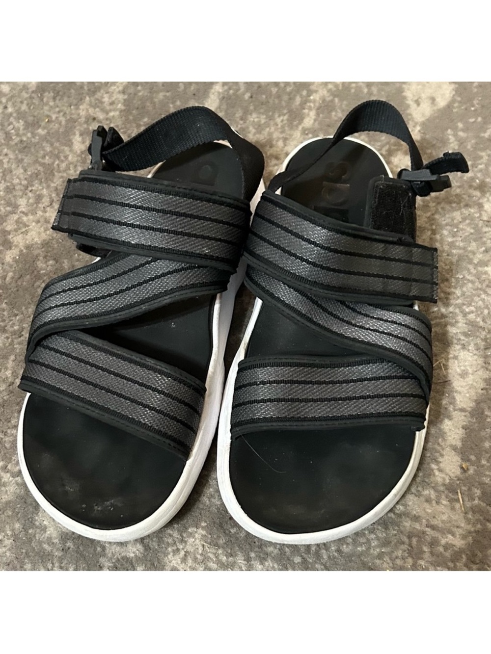 adidas  Women’s Size 8 Black Sandals with White Logo Strap